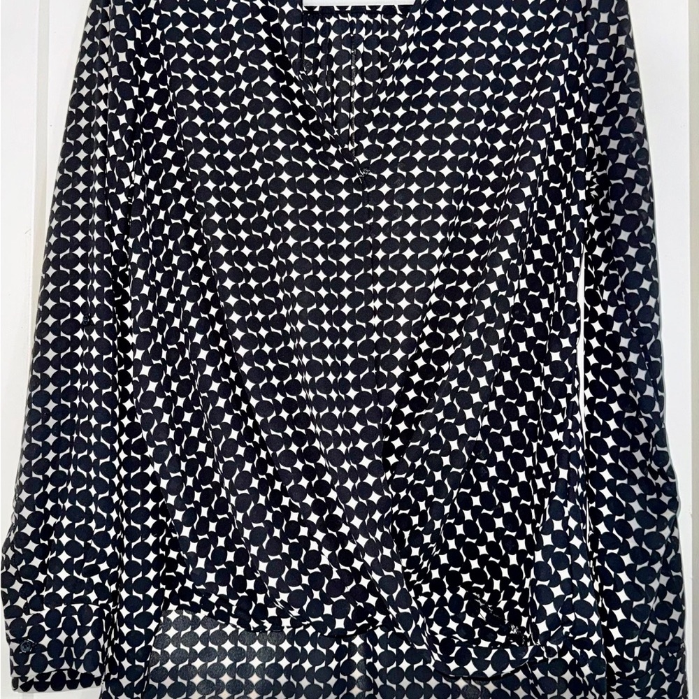 Pleione Black and Cream Patterned Blouse